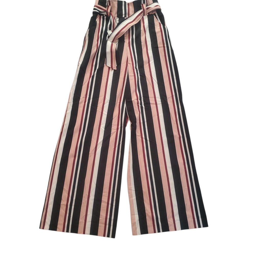 New York & Company Black, White, and Pink Striped Wide-Leg Pants